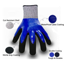 Maximum Protective Double Nitrile Coating Cut Level 5 Gloves against Mechanical Risks